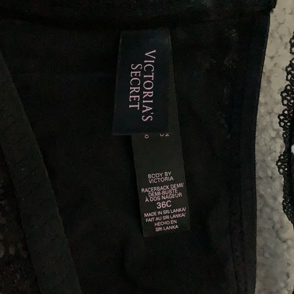 Body by Victoria’s Secret Racerback Demi Black with White Polka Dots Size 36C - Picture 3 of 6